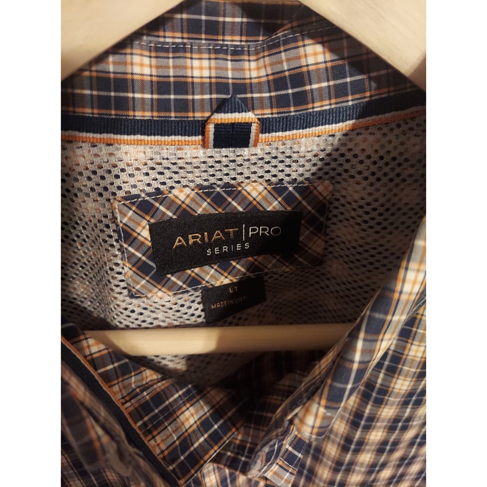 Ariat Pro Series LT Men's Button Up Long Sleeve Plaid Shirt Cowboy Rodeo Blue - Picture 8 of 12